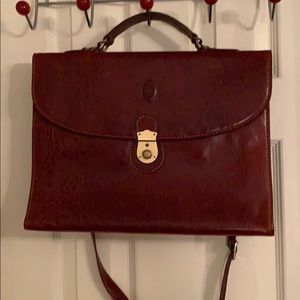 Leather satchel messenger bag made in Italy